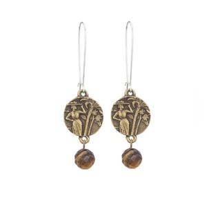 French Kande Drop Tiger’s Eye Earrings